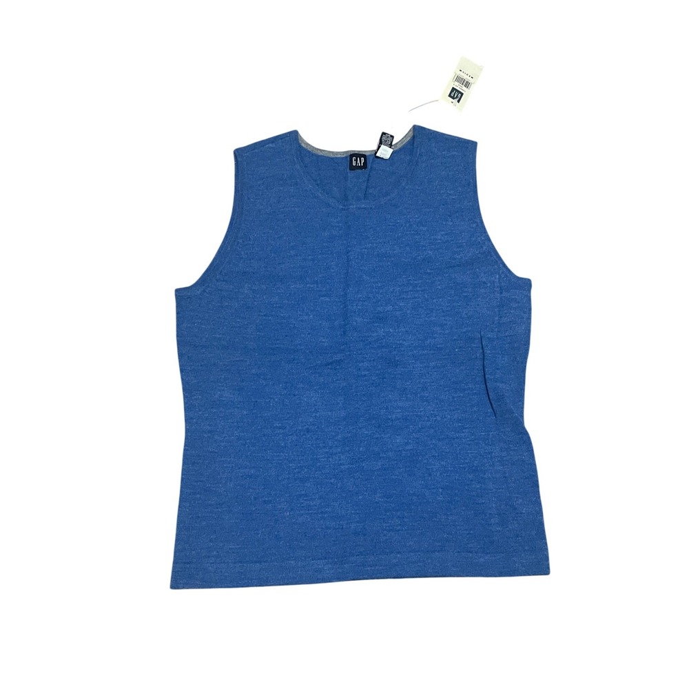 VTG Y2K Gap Women's M Blue Wool Sleeveless Sweater Tank Crew Neck Top 302885 NWT